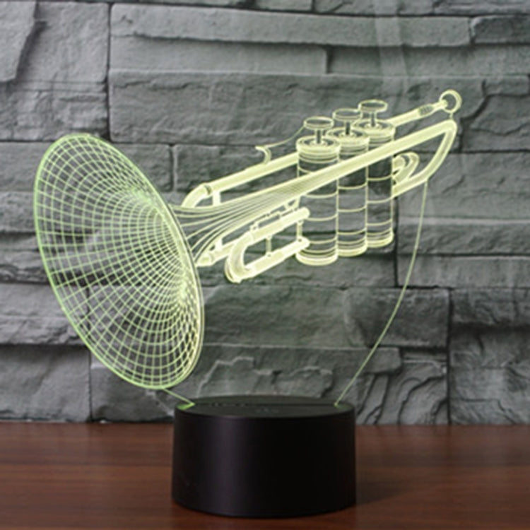 7 สีเปลี่ยนสี Creative Visual สเตอริโอโคมไฟโคมไฟตั้งโต๊ะ Night Light, Trumpet Shape