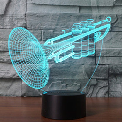 7 สีเปลี่ยนสี Creative Visual สเตอริโอโคมไฟโคมไฟตั้งโต๊ะ Night Light, Trumpet Shape