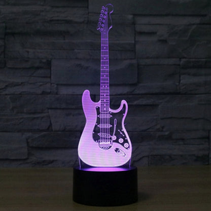 7 สีเปลี่ยนสี Creative Visual สเตอริโอโคมไฟโคมไฟตั้งโต๊ะ Night Light, Electric Guitar Shape