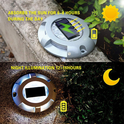 LED พลังงานแสงอาทิตย์ฝังพื้นโคมไฟ IP68 กันน้ำกลางแจ้งโคมไฟสนามหญ้าสวน