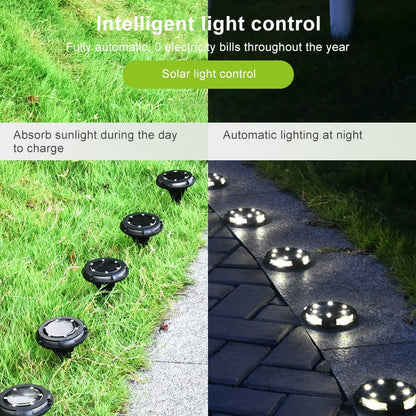 ไฟ LED 10 ดวงสวนพลังงานแสงอาทิตย์กลางแจ้งกันน้ำฝังแสง, 10 LED