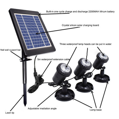 3 In 1 Warm Light สนามหญ้าแทรก สระ ดำน้ำ Spotlight พลังงานแสงอาทิตย์, Warm Light