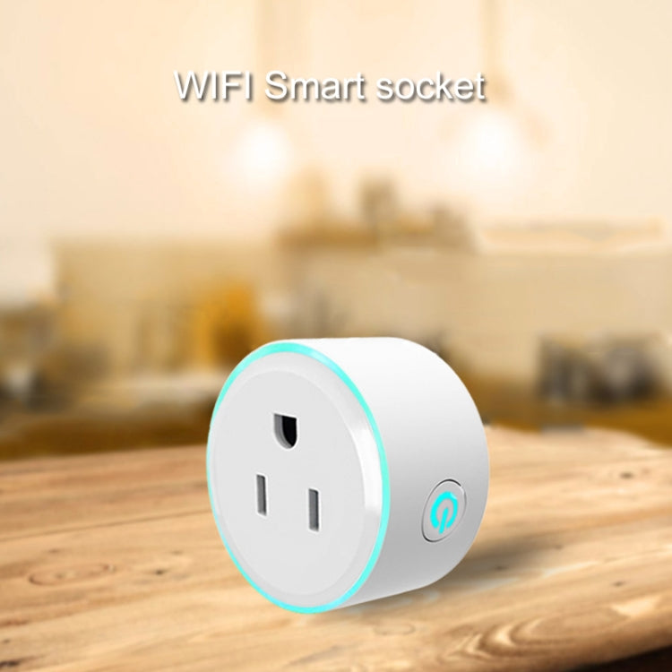 10A ทรงกลม WiFi 2.4GHz ปลั๊กมินิ APP รีโมทคอนโทรล Timing ซ็อกเก็ตอัจฉริยะทำงานร่วมกับ Alexa และ Google Home และไฟหายใจที่มีสีสัน, AC 100-240V, US Plug