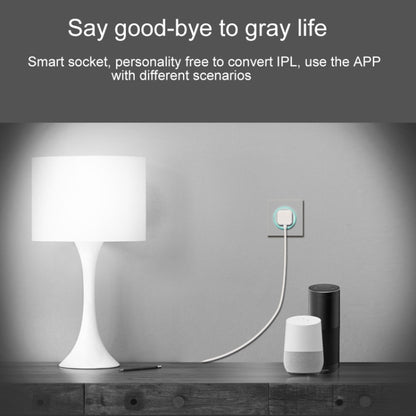 10A ทรงกลม WiFi 2.4GHz ปลั๊กมินิ APP รีโมทคอนโทรล Timing ซ็อกเก็ตอัจฉริยะทำงานร่วมกับ Alexa และ Google Home และไฟหายใจที่มีสีสัน, AC 100-240V, US Plug