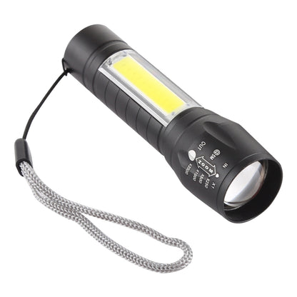 A2 USB ชาร์จไฟฉายกันน้ำ Zoomable XPE + COB พร้อม 3 โหมดและกล่องเก็บของ, A2