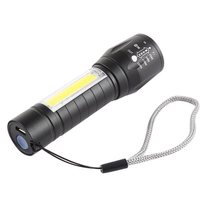 A2 USB ชาร์จไฟฉายกันน้ำ Zoomable XPE + COB พร้อม 3 โหมดและกล่องเก็บของ, A2