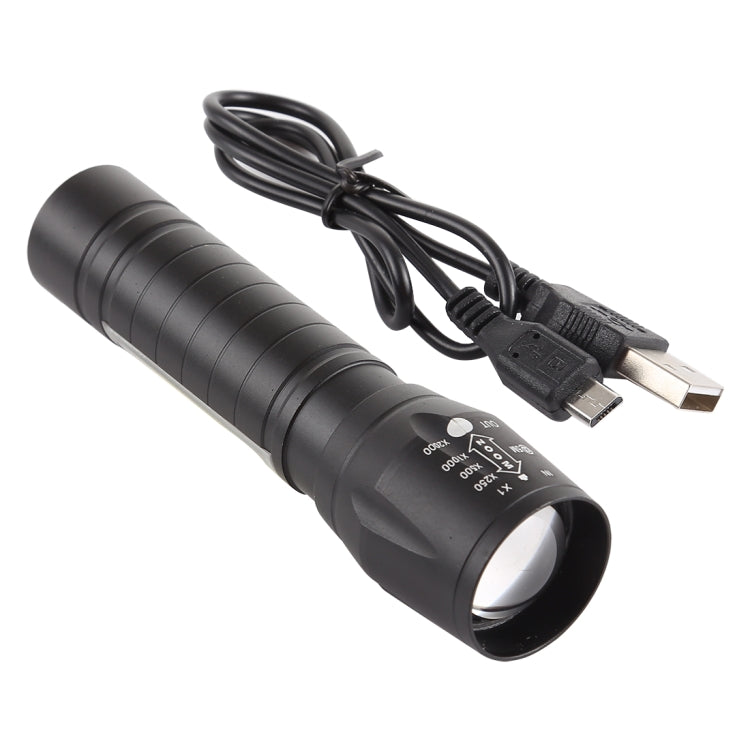 A2 USB ชาร์จไฟฉายกันน้ำ Zoomable XPE + COB พร้อม 3 โหมดและกล่องเก็บของ, A2