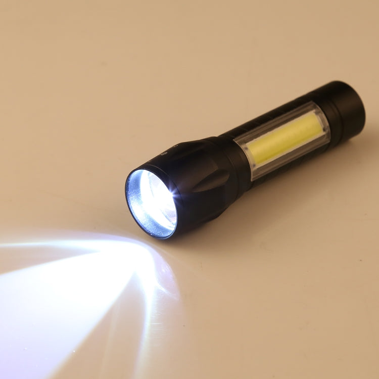 A2 USB ชาร์จไฟฉายกันน้ำ Zoomable XPE + COB พร้อม 3 โหมดและกล่องเก็บของ, A2