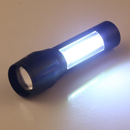 A2 USB ชาร์จไฟฉายกันน้ำ Zoomable XPE + COB พร้อม 3 โหมดและกล่องเก็บของ, A2