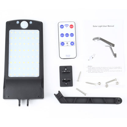 12W 56LEDs SMD 2835 บ้านกลางแจ้ง IP65 กันน้ำรีโมทคอนโทรลโคมไฟติดผนังพลังงานแสงอาทิตย์ Human Body Sensor Light