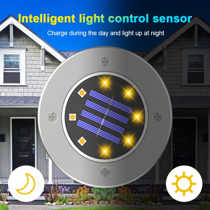 8 LEDs สีสันหรี่แสงได้สวนพลังงานแสงอาทิตย์กลางแจ้งเซ็นเซอร์วัดแสงประเภทเซ็นเซอร์ควบคุมแสงอัจฉริยะไฟฝัง, 8 LEDs