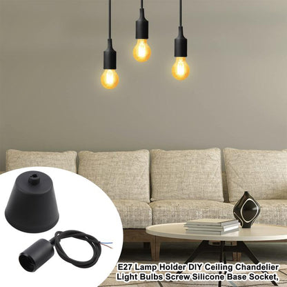 ที่ใส่หลอดไฟ E27 DIY โคมไฟระย้าเพดานหลอดไฟสกรูฐานซิลิโคนซ็อกเก็ตความยาวสายเคเบิล: 1 ม, E27 Black