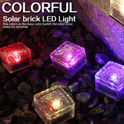 พลังงานแสงอาทิตย์สแควร์กระจกนิรภัยกลางแจ้ง LED ฝังแสงโคมไฟตกแต่งสวน IP55 กันน้ำ, ขนาด: 10 x 10 x 5.2 ซม., 10 x 10 x 5.2cm