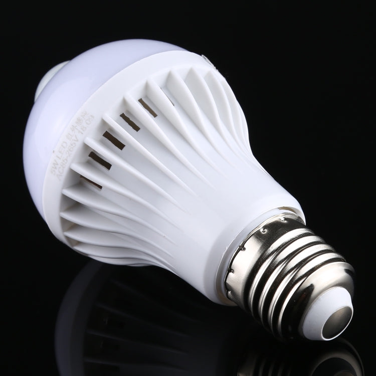 E27 5W 12 LEDs SMD 5730 300LM อินฟราเรด Motion Sensor หลอดไฟ LED, ระยะเซนเซอร์: 4-6 ม., AC 220V, E27 5W White Light, E27 5W Warm White