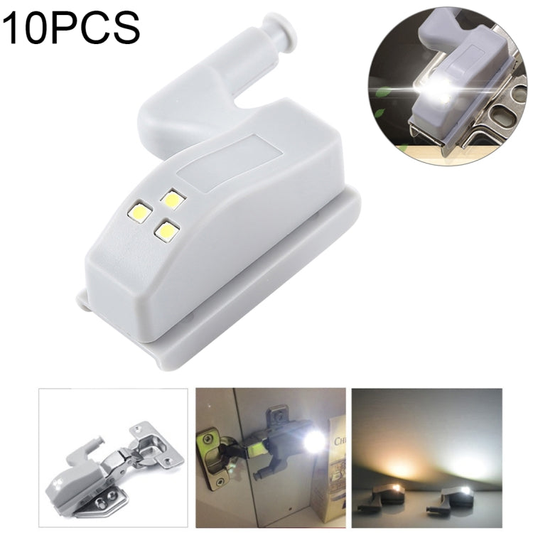 10 ชิ้น 0.3 วัตต์สากลภายในบานพับ LED เซ็นเซอร์โคมไฟตู้ 3 ไฟ LED กลางคืนแสงอัตโนมัติเปิด/ปิดหลอดไฟ, 10 PCS White Light, 10 PCS Warm White