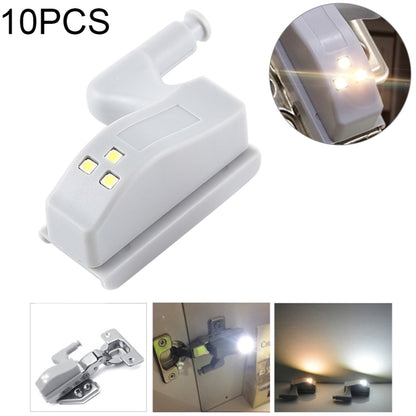 10 ชิ้น 0.3 วัตต์สากลภายในบานพับ LED เซ็นเซอร์โคมไฟตู้ 3 ไฟ LED กลางคืนแสงอัตโนมัติเปิด/ปิดหลอดไฟ, 10 PCS White Light, 10 PCS Warm White