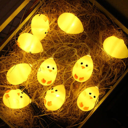 ไก่สีเหลืองน่ารักประเภท 1.5m 10 LEDs แบตเตอรี่โคมไฟตกแต่งวันหยุดอีสเตอร์ปาร์ตี้ไฟตกแต่ง, Chicken