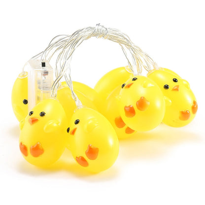 ไก่สีเหลืองน่ารักประเภท 1.5m 10 LEDs แบตเตอรี่โคมไฟตกแต่งวันหยุดอีสเตอร์ปาร์ตี้ไฟตกแต่ง, Chicken