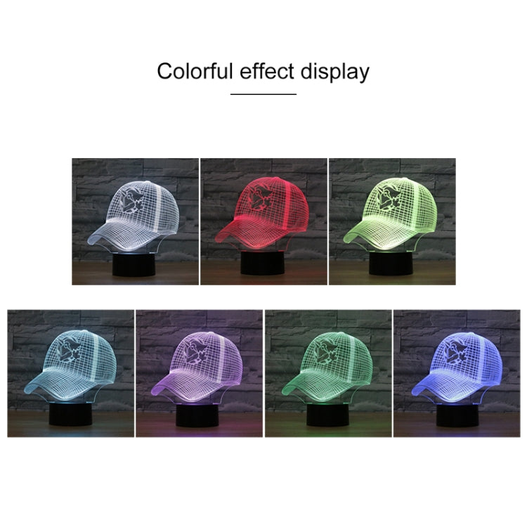 หมวกเบสบอลรูปร่าง 3D สีสัน LED Vision Light โคมไฟตั้งโต๊ะ, 16 สีรีโมทคอนโทรลรุ่น, 16 Colors Remote Control Version