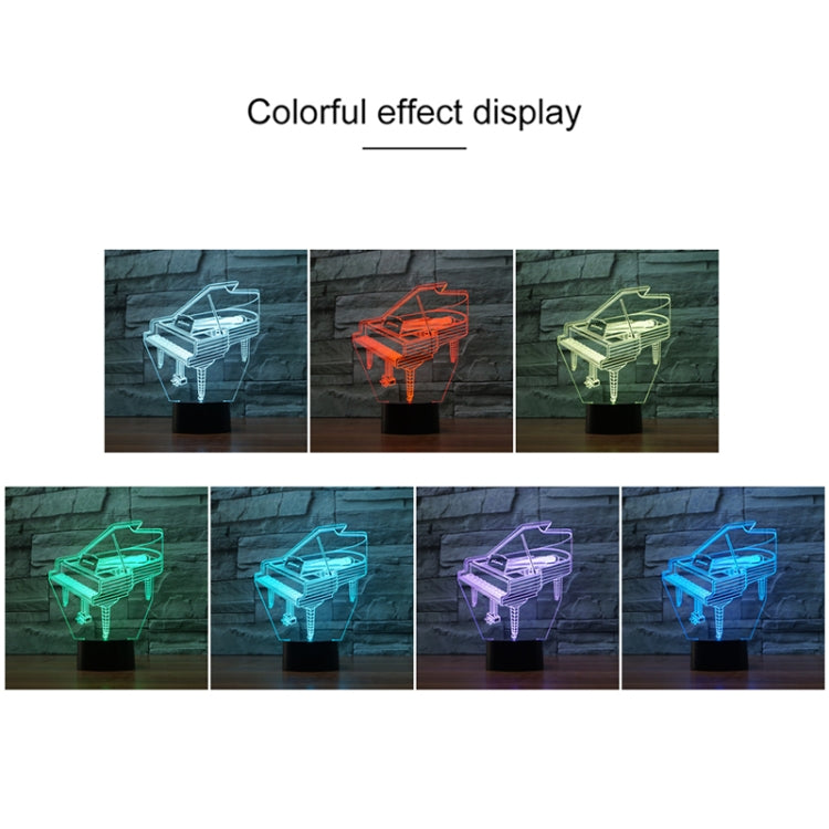 โคมไฟตั้งโต๊ะ LED Vision Light รูปทรงเปียโน 3D สีสันสดใส รุ่นรีโมทคอนโทรล 16 สี, 16 Colors Remote Control Version
