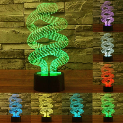 7 สีเปลี่ยนสี Creative Visual สเตอริโอโคมไฟโคมไฟตั้งโต๊ะ Night Light, Spiral Style