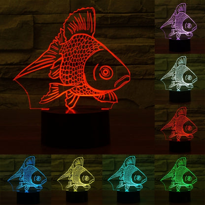 7 สีเปลี่ยนสี Creative Visual สเตอริโอโคมไฟโคมไฟตั้งโต๊ะ Night Light, Goldfish Style