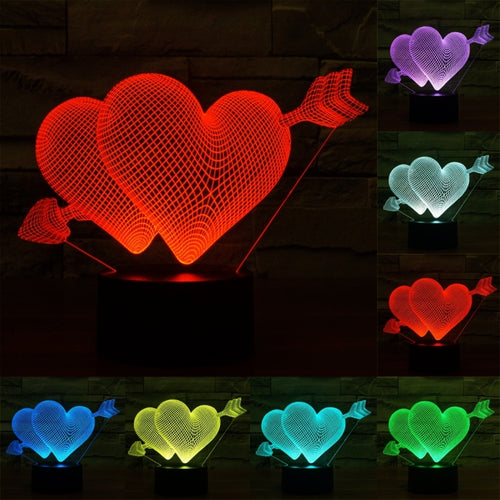 7 สีเปลี่ยนสี Creative Visual สเตอริโอโคมไฟโคมไฟตั้งโต๊ะ Night Light, Arrow Through Heart Style