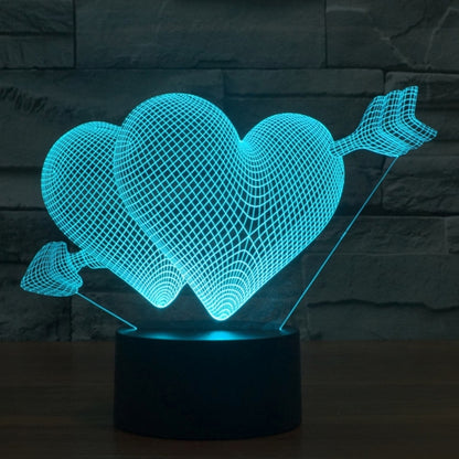 7 สีเปลี่ยนสี Creative Visual สเตอริโอโคมไฟโคมไฟตั้งโต๊ะ Night Light, Arrow Through Heart Style