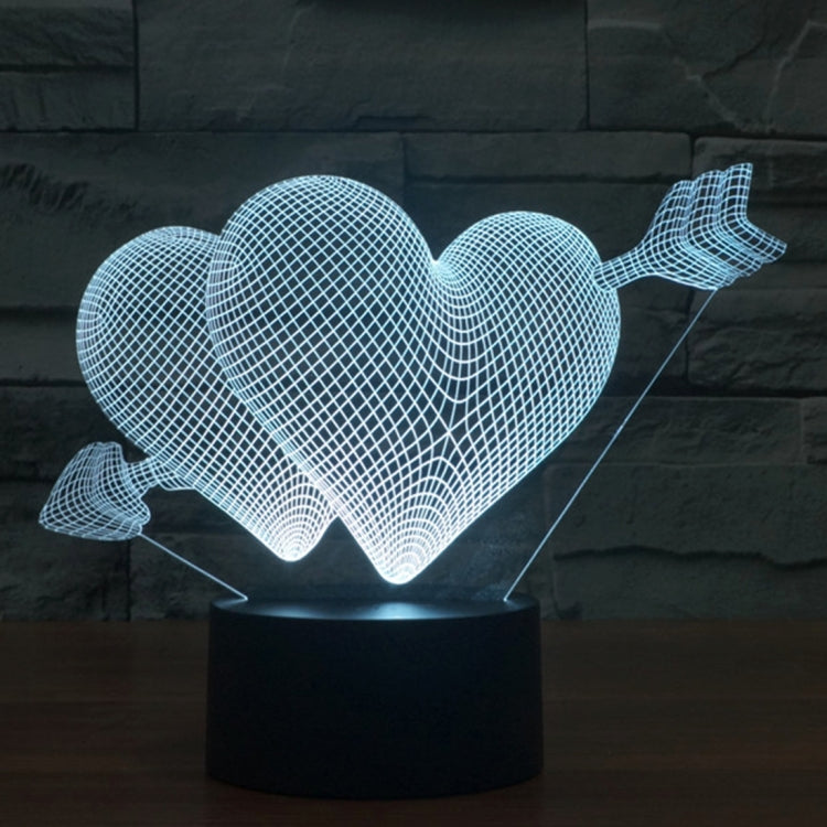 7 สีเปลี่ยนสี Creative Visual สเตอริโอโคมไฟโคมไฟตั้งโต๊ะ Night Light, Arrow Through Heart Style