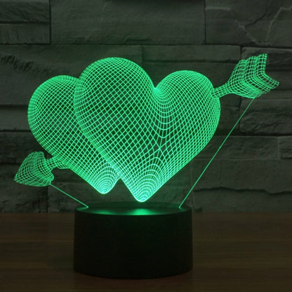 7 สีเปลี่ยนสี Creative Visual สเตอริโอโคมไฟโคมไฟตั้งโต๊ะ Night Light, Arrow Through Heart Style