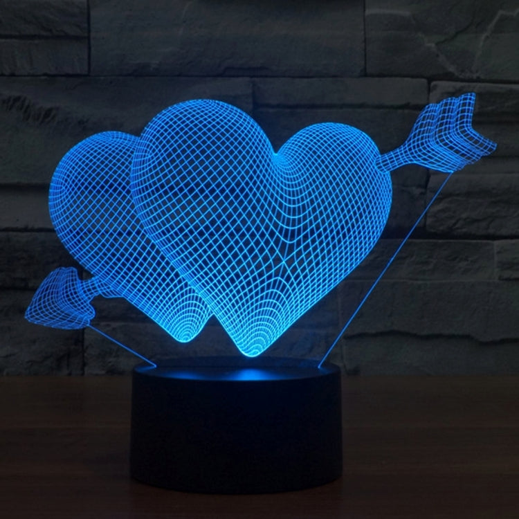 7 สีเปลี่ยนสี Creative Visual สเตอริโอโคมไฟโคมไฟตั้งโต๊ะ Night Light, Arrow Through Heart Style
