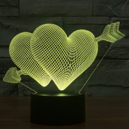 7 สีเปลี่ยนสี Creative Visual สเตอริโอโคมไฟโคมไฟตั้งโต๊ะ Night Light, Arrow Through Heart Style