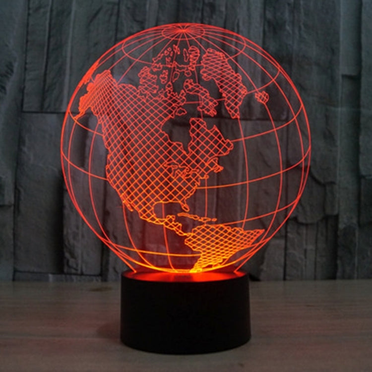 7 สีเปลี่ยนสี Creative Visual สเตอริโอโคมไฟโคมไฟตั้งโต๊ะ Night Light, America Globe Style