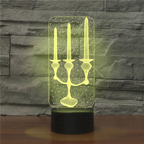 เชิงเทียนฐานสีดำ Creative 3D LED ไฟกลางคืนตกแต่งขับเคลื่อนโดย USB และแบตเตอรี่, Powered by USB and Battery