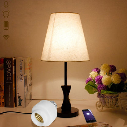 200W สูงสุด E27 APP รีโมทคอนโทรล WiFi สมาร์ทหลอดไฟอะแดปเตอร์ฐานโคมไฟทำงานร่วมกับ Alexa Echo และ Google Home, AC 100-250V, APP Control