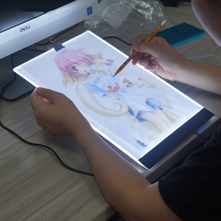 บางเฉียบขนาด A4 แบบพกพา USB LED Artcraft Tracing Light Box Copy Board สำหรับศิลปินวาด Sketching Animation และการดู X-ray, No Brightness Control