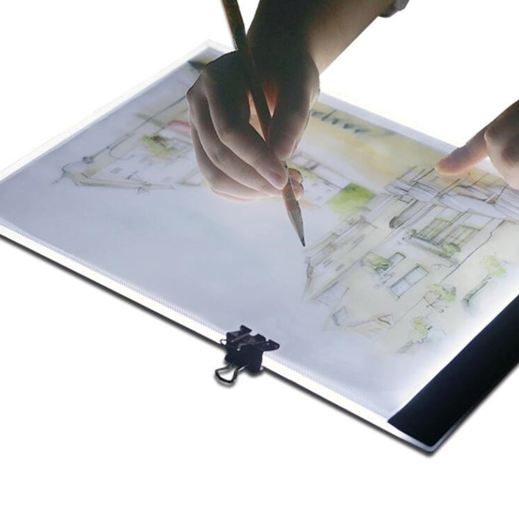 บางเฉียบขนาด A4 แบบพกพา USB LED Artcraft Tracing กล่องไฟคัดลอกบอร์ดการควบคุมความสว่างสำหรับศิลปินวาดภาพร่างภาพเคลื่อนไหวและการดู X-ray, Brightness Control No Charger