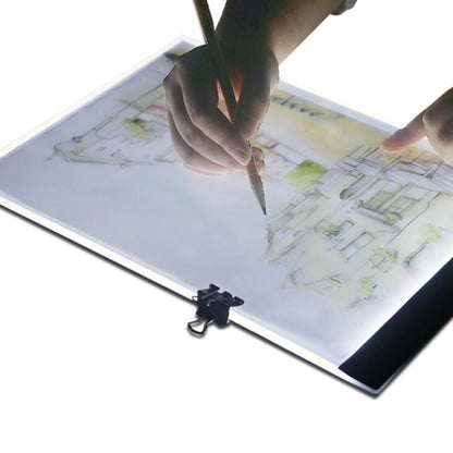 บางเฉียบขนาด A4 แบบพกพา USB LED Artcraft Tracing กล่องไฟคัดลอกบอร์ดการควบคุมความสว่างสำหรับศิลปินวาดภาพร่างภาพเคลื่อนไหวและการดู X-ray, Brightness Control No Charger