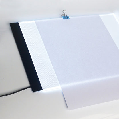บางเฉียบขนาด A4 แบบพกพา USB LED Artcraft Tracing กล่องไฟคัดลอกบอร์ดการควบคุมความสว่างสำหรับศิลปินวาดภาพร่างภาพเคลื่อนไหวและการดู X-ray, Brightness Control No Charger