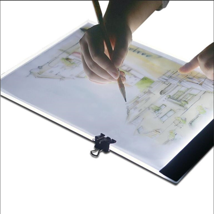 บางเฉียบขนาด A4 แบบพกพา USB LED Artcraft Tracing กล่องไฟคัดลอกบอร์ดการควบคุมความสว่างสำหรับศิลปินวาดภาพร่างภาพเคลื่อนไหวและการดู X-ray, Brightness Control