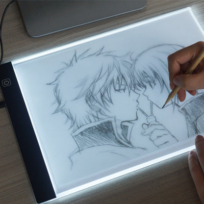 บางเฉียบขนาด A4 แบบพกพา USB LED Artcraft Tracing กล่องไฟคัดลอกบอร์ดการควบคุมความสว่างสำหรับศิลปินวาดภาพร่างภาพเคลื่อนไหวและการดู X-ray, Brightness Control