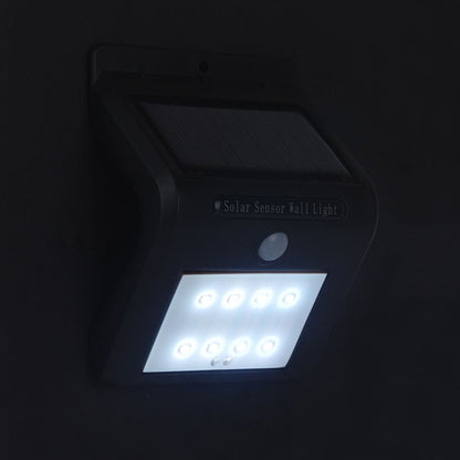 ไฟ LED 8 ดวง Solar Motion Sensor โคมไฟติดผนังพร้อมแผงโซลาร์เซลล์, 8 LEDs White Light