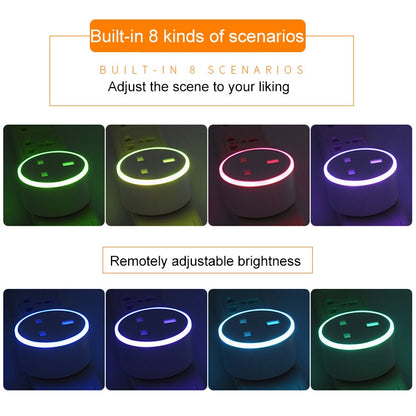 10A RGB ไฟฉาก WiFi รีโมทคอนโทรล ซ็อกเก็ตอัจฉริยะทำงานร่วมกับ Alexa และ Google Home, AC 220-240V, ปลั๊ก UK, XS-SSC03