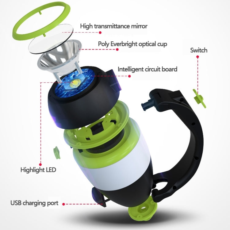 L001 5W USB ชาร์จมือถือโคมไฟตั้งแคมป์ LED พร้อมฟังก์ชั่น Power Bank (สีเขียว)
