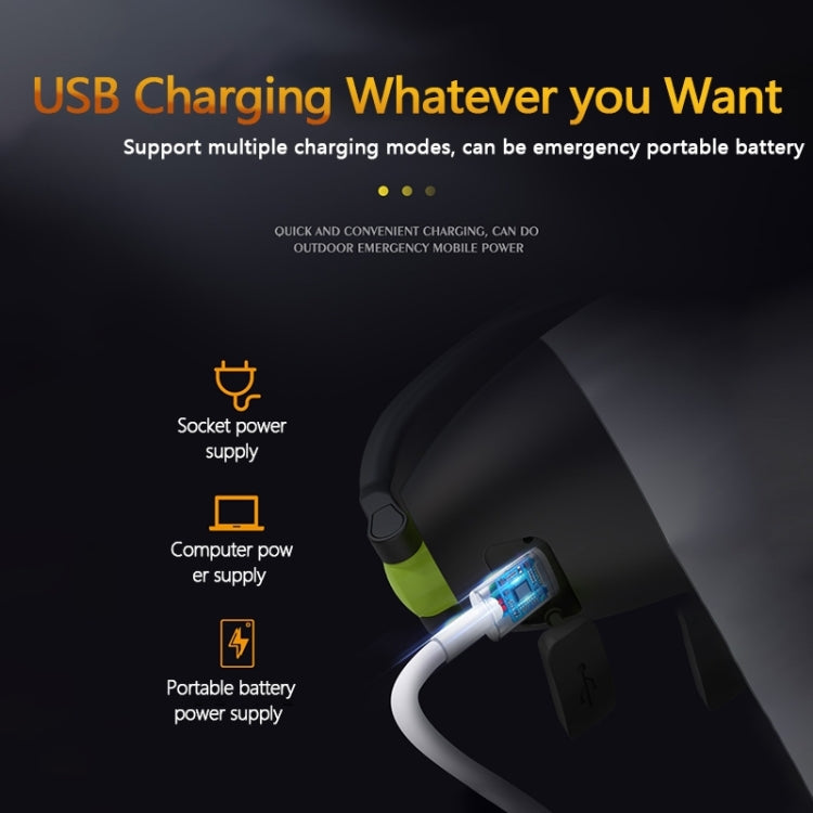 L001 5W USB ชาร์จมือถือโคมไฟตั้งแคมป์ LED พร้อมฟังก์ชั่น Power Bank (สีเขียว)