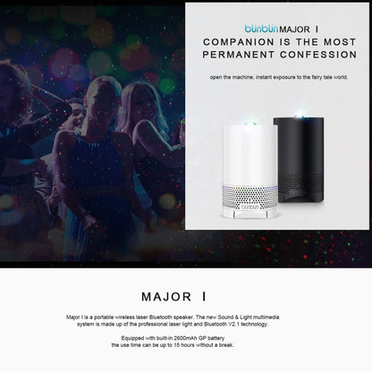 Blinblin Major 1 6W ชาร์จ USB แบบพกพา RGB เลเซอร์โปรเจคเตอร์ลำโพงเสียงสเตอริโอ Bluetooth
