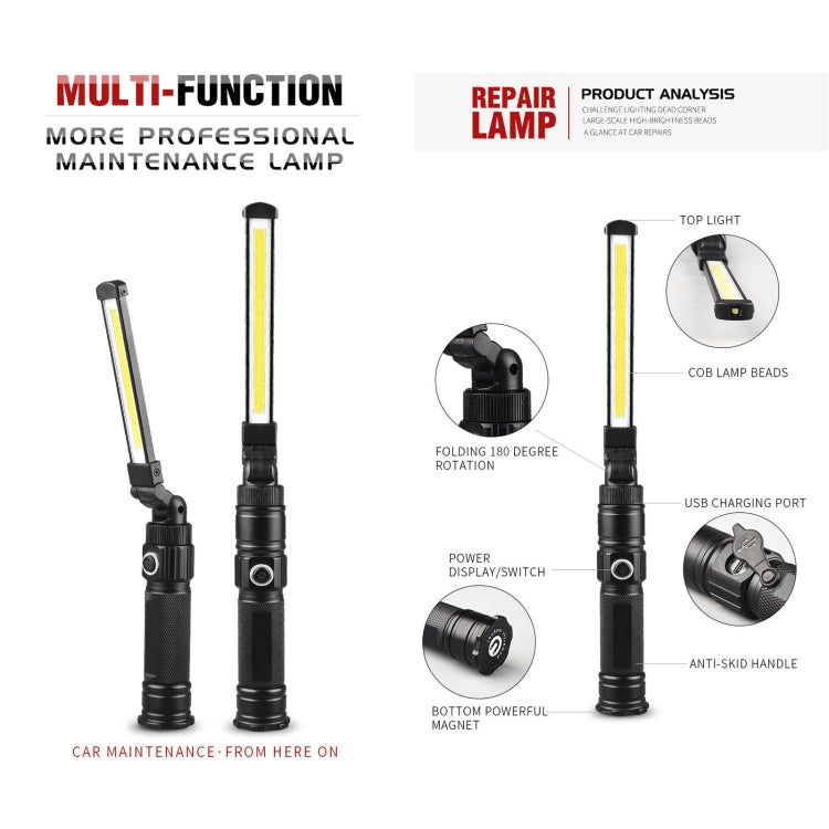 W552 280LM USB แบบชาร์จไฟได้มือถือพับได้ไฟฉุกเฉินทำงานขนาด: 13.5 x 3.8 ซม., W552
