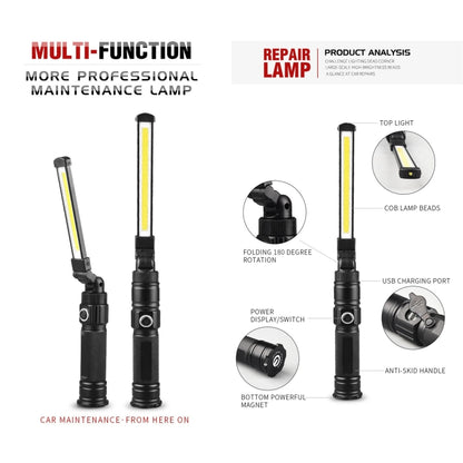 W552 280LM USB แบบชาร์จไฟได้มือถือพับได้ไฟฉุกเฉินทำงานขนาด: 13.5 x 3.8 ซม., W552