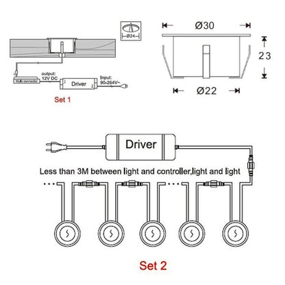SMD 2835 500-600LM 4000-4500K โคมไฟฝังดาดฟ้าโคมไฟ LED ตั้งพื้นสปอตไลท์ติดผนัง ขนาดคัตเอาท์: 30x22 มม.