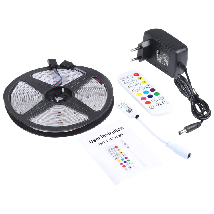 ไฟ LED 5 เมตร 150 ดวง SMD 5050 IP65 แถบไฟ RGB Bluetooth กันน้ำพร้อมรีโมทคอนโทรล 24 ปุ่มปลั๊ก EU, 5m 150 LEDs IP65
